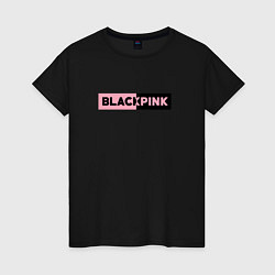 Футболка хлопковая женская BLACKPINK ЛОГОТИП, цвет: черный