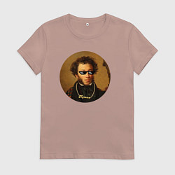 Футболка хлопковая женская Пушка!, цвет: пыльно-розовый