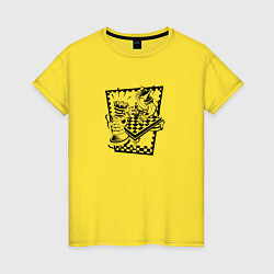 Футболка хлопковая женская Шахматные баталии, цвет: желтый