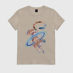 Футболка хлопковая женская Сатурн пума, цвет: миндальный