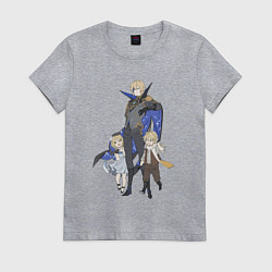 Футболка хлопковая женская Дайнслейф и маленькие путешественники, цвет: меланж