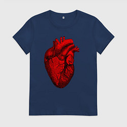 Футболка хлопковая женская Сердце анатомическое, цвет: тёмно-синий