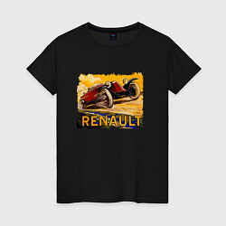 Футболка хлопковая женская Renault Racing Retro, цвет: черный