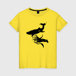 Футболка хлопковая женская Кит и Кальмар, цвет: желтый