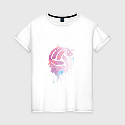 Футболка хлопковая женская Volleyball Colors, цвет: белый