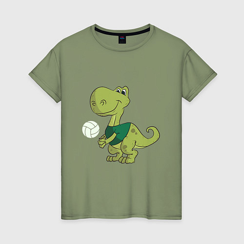 Женская футболка Volleyball Dinosaur / Авокадо – фото 1