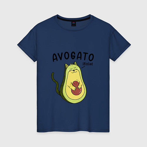 Женская футболка Avogato кот / Тёмно-синий – фото 1