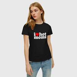 Футболка хлопковая женская I LOVE HOT MOMS, цвет: черный — фото 2