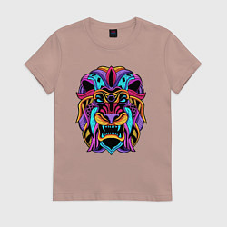 Футболка хлопковая женская Color lion Neon, цвет: пыльно-розовый