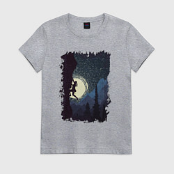 Футболка хлопковая женская Девочка Альпинист, цвет: меланж