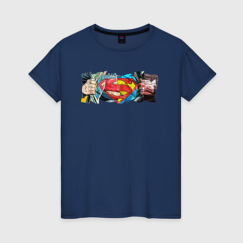 Женская футболка Знак Супермена / Тёмно-синий – фото 1