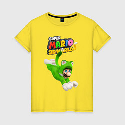 Футболка хлопковая женская Luigi cat Super Mario 3D World Nintendo, цвет: желтый