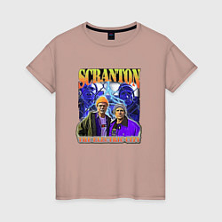 Футболка хлопковая женская Scranton electric city, цвет: пыльно-розовый