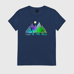Футболка хлопковая женская Run in the Wild, цвет: тёмно-синий