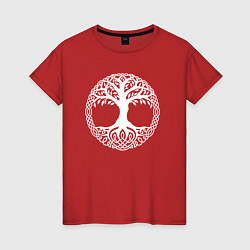 Футболка хлопковая женская Мировое Дерево Славян, цвет: красный