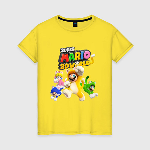 Женская футболка Super Mario 3D World Nintendo Team of heroes / Желтый – фото 1