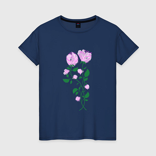 Женская футболка Влюблённые розы / Тёмно-синий – фото 1