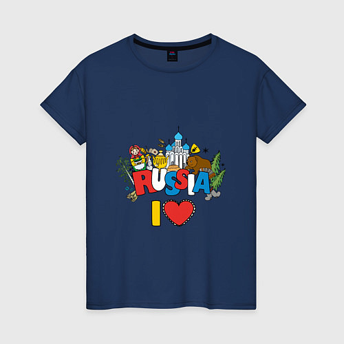 Женская футболка Стиль России / Тёмно-синий – фото 1