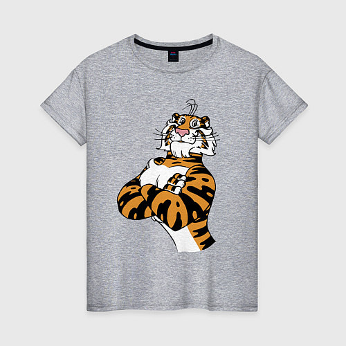 Женская футболка Cool Tiger Power Muzzle / Меланж – фото 1