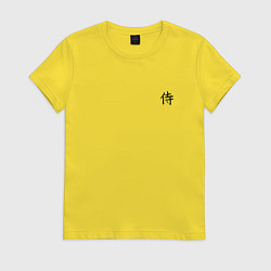 Футболка хлопковая женская ИЕРОГЛИФ САМУРАЙ, цвет: желтый