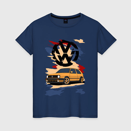 Женская футболка Volkswagen Golf 2 / Тёмно-синий – фото 1