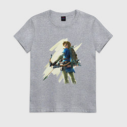 Футболка хлопковая женская Link с луком, цвет: меланж