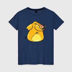 Футболка хлопковая женская Желтый слон, цвет: тёмно-синий