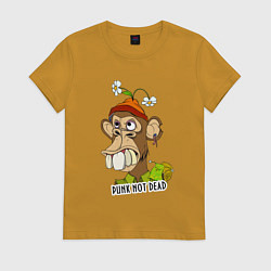 Футболка хлопковая женская Punk not dead - monkey, цвет: горчичный