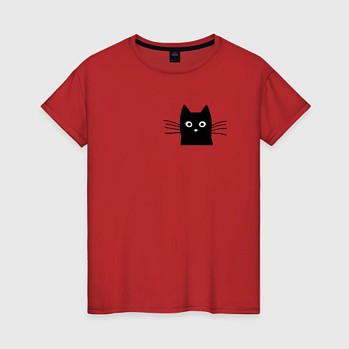Женская футболка Кот в кармане у меня / Красный – фото 1