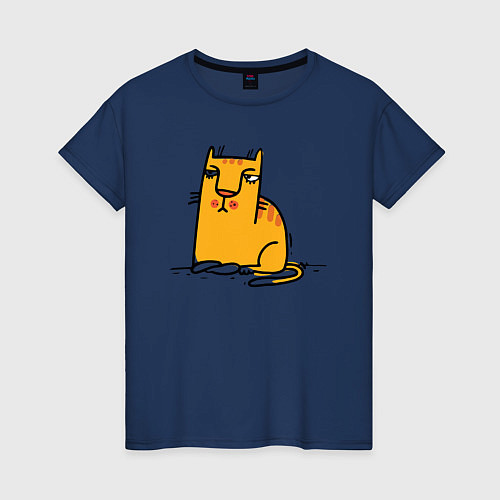 Женская футболка Желтый котик / Тёмно-синий – фото 1