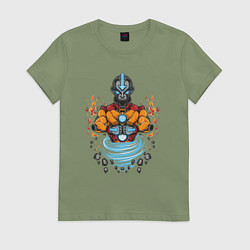 Футболка хлопковая женская Легенда об Аанге -дух, цвет: авокадо