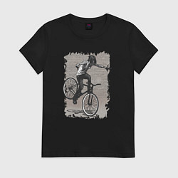 Футболка хлопковая женская Bike punk girl fix, цвет: черный