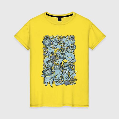 Женская футболка Плавающие Кошки / Желтый – фото 1