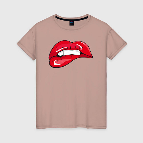 Женская футболка Red kiss губы / Пыльно-розовый – фото 1