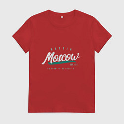 Футболка хлопковая женская Москва Россия, цвет: красный