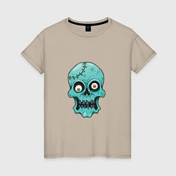 Футболка хлопковая женская Zombie Skull, цвет: миндальный