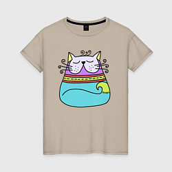 Женская футболка Разноцветный котик