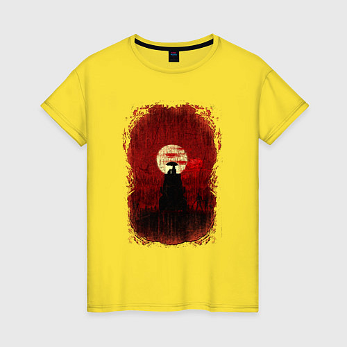 Женская футболка Девочка с зонтиком и котиком / Желтый – фото 1
