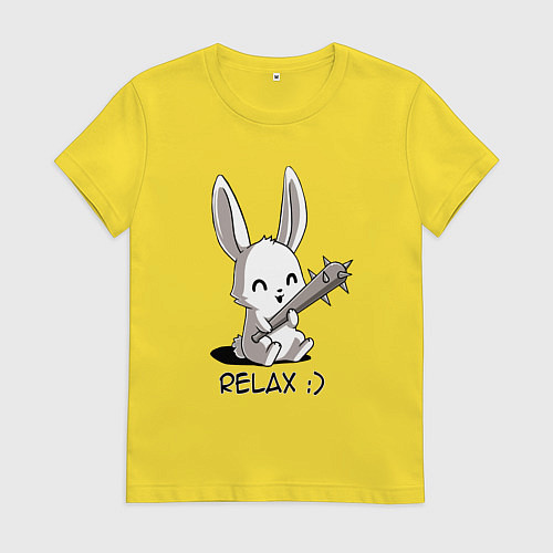 Женская футболка Милый зайчик с дубинкой / Желтый – фото 1