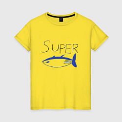 Футболка хлопковая женская Super tuna jin, цвет: желтый