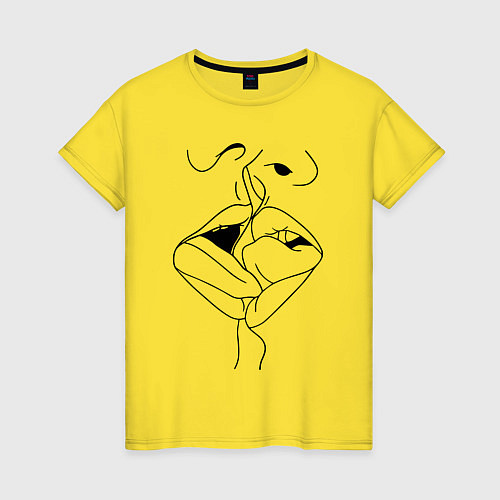 Женская футболка Французский поцелуй Lips / Желтый – фото 1
