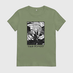 Футболка хлопковая женская Римуру ЧБ, цвет: авокадо