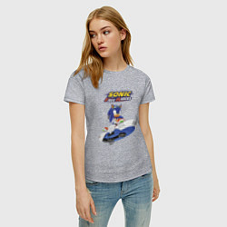 Футболка хлопковая женская Sonic Free Riders Hedgehog Racer, цвет: меланж — фото 2