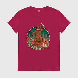 Женская футболка Винтажный енот на отдыхе Camping Raccoon