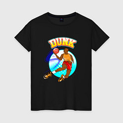 Футболка хлопковая женская Dunk баскетболист, цвет: черный