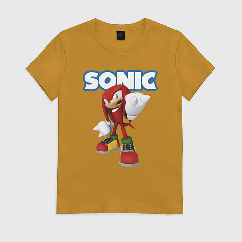 Женская футболка Knuckles Echidna Sonic Video game Ехидна Наклз Вид / Горчичный – фото 1