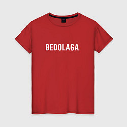 Футболка хлопковая женская BEDOLAGA БЕДОЛАГА, цвет: красный