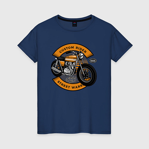 Женская футболка Moto-sport Мотоцикл / Тёмно-синий – фото 1