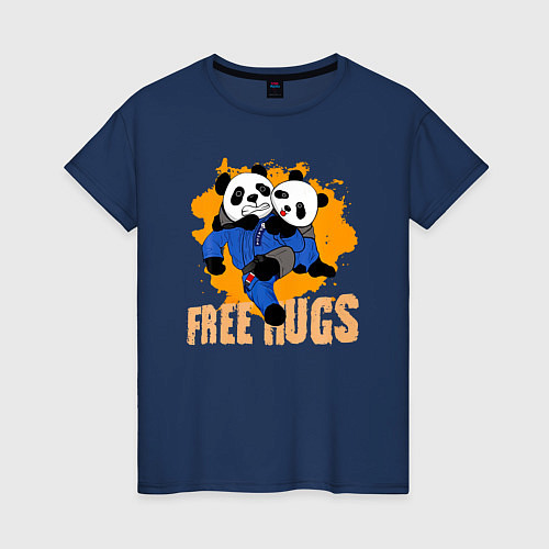 Женская футболка Бесплатные объятия борьба панд / Тёмно-синий – фото 1