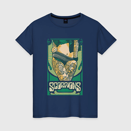 Женская футболка Poster Scorpions / Тёмно-синий – фото 1